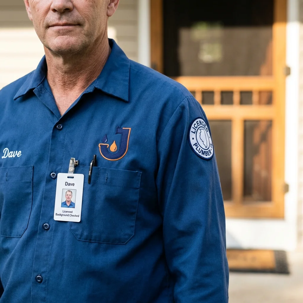 Licensed plumber showing ID badge in Hennessey, OK