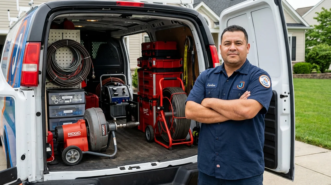 Professional drain cleaning equipment and Johns Plumbing LLC plumber in Hennessey