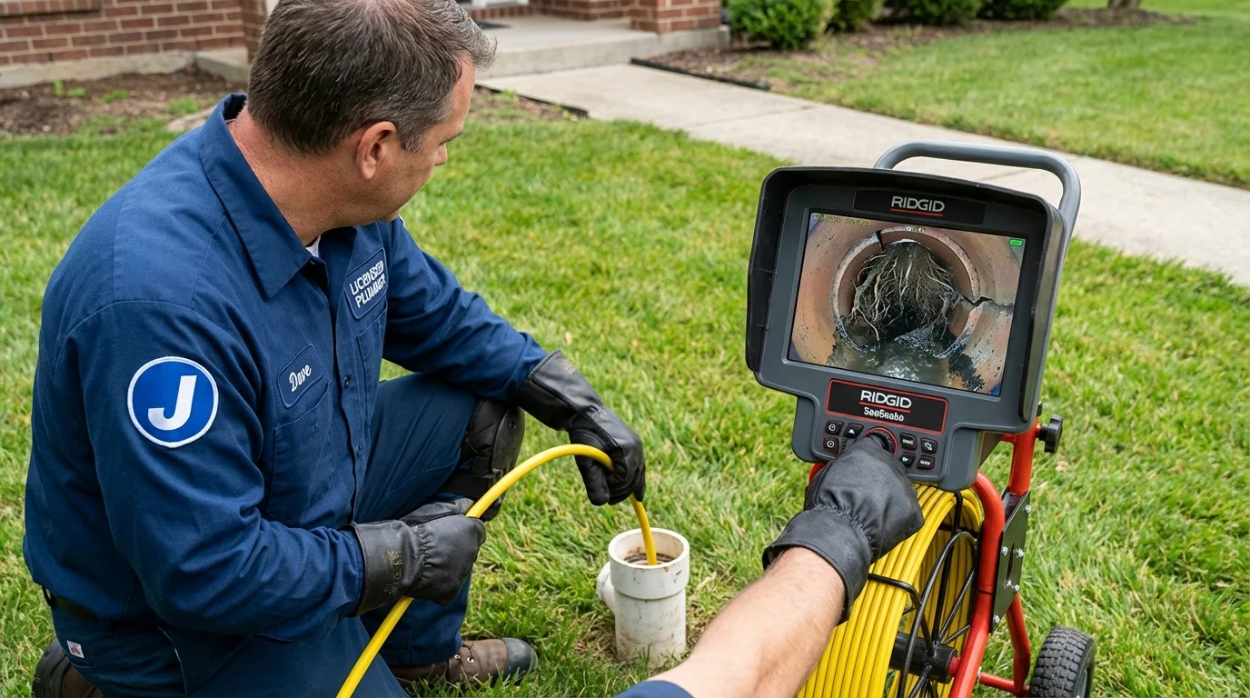 Sewer camera inspection being performed by Johns Plumbing LLC in Hennessey