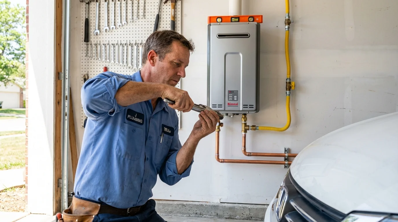 Tankless water heater installation by a Johns Plumbing LLC plumber in Hennessey